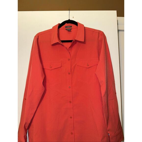Eddie Bauer Large Long Sleeve Departure Shirt Collared Button Down Dark Coral - Picture 3 of 11
